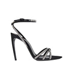 Saint Laurent Black Silk Stiletto Heel Sandals