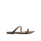 Saint Laurent Brown Fabric Strap-On Sandals