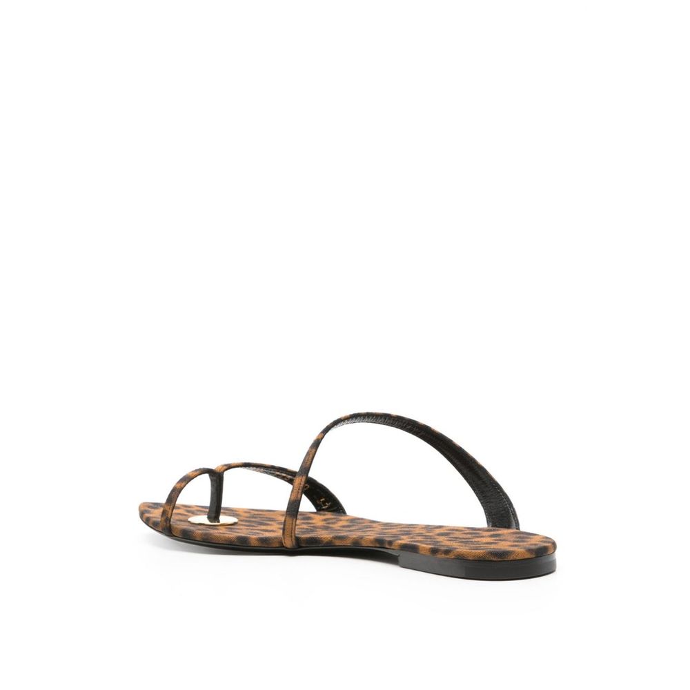 Saint Laurent Brown Fabric Strap-On Sandals