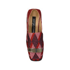 Sergio Rossi Red Fabric Slip-On Loafers