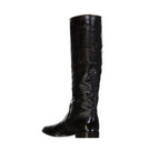 Sergio Rossi Black Calfskin Over The Knee
