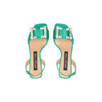 Sergio Rossi Green Silk Stiletto Heel Sandals