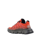 Versace Orange Fabric Athletic Sneakers