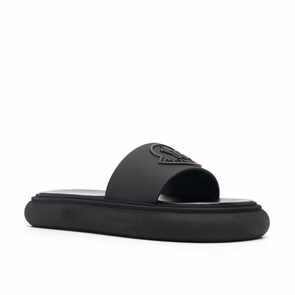 Moncler Black Rubber Slides