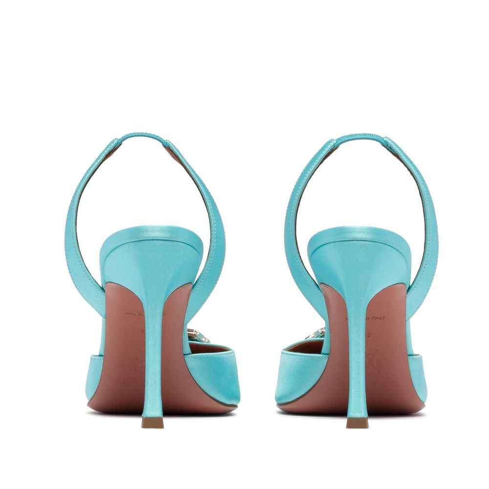 Amina Muaddi Green Silk High Heel Pumps