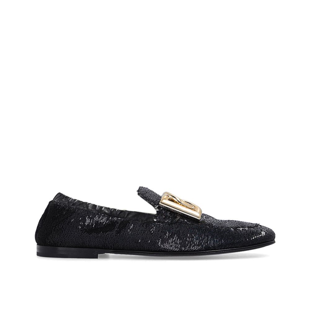Dolce & Gabbana Black Fabric Slip-On Loafers
