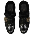 Eleventy Leather Fur Mules