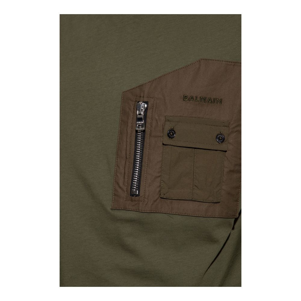 Balmain Green Cotton T-Shirt