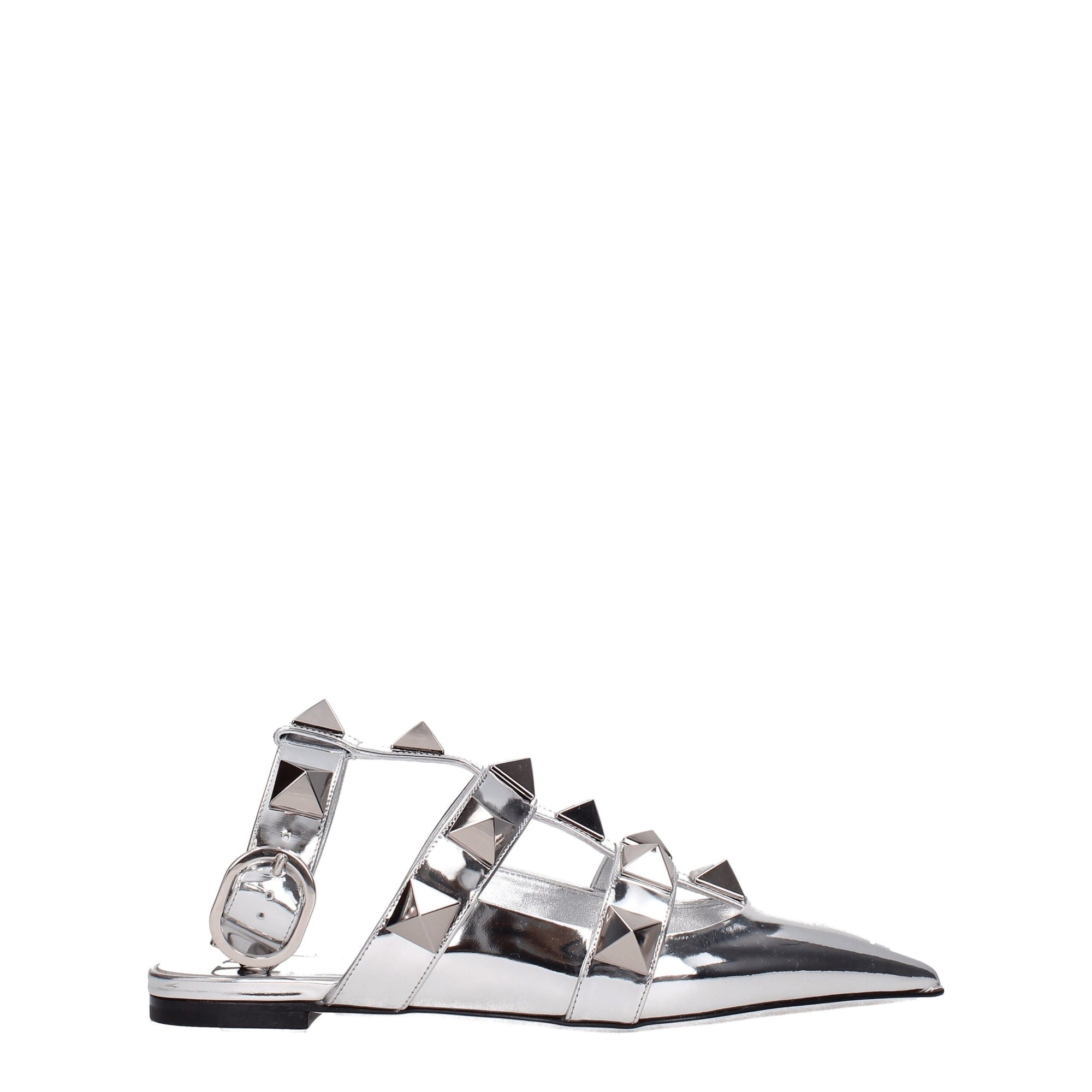 Valentino Garavani Gray Leather Flat Sandals