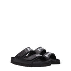 Palm Angels Black Leather Slippers