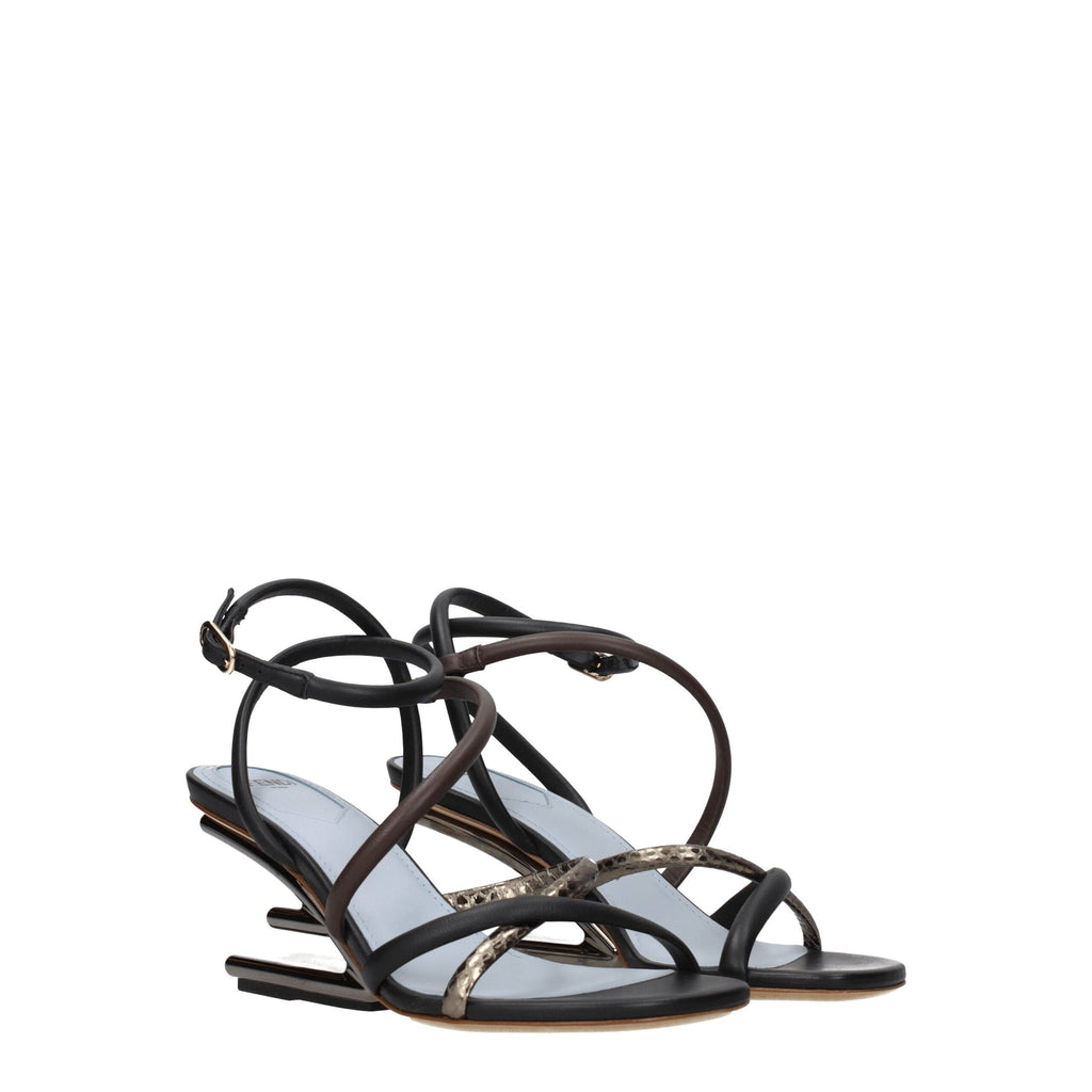 Fendi Multicolor Leather Flat Sandals