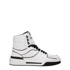 Dolce & Gabbana White Leather High Top Sneakers