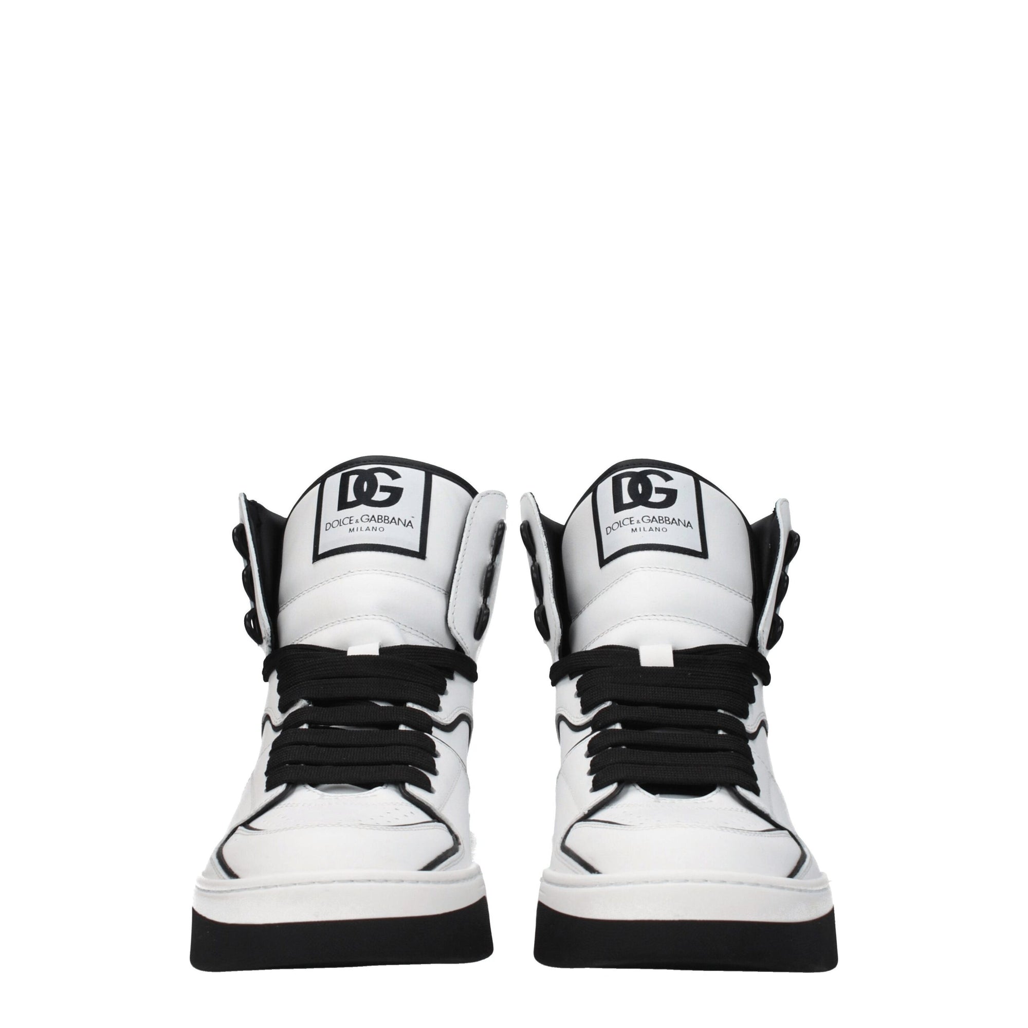 Dolce & Gabbana White Leather High Top Sneakers