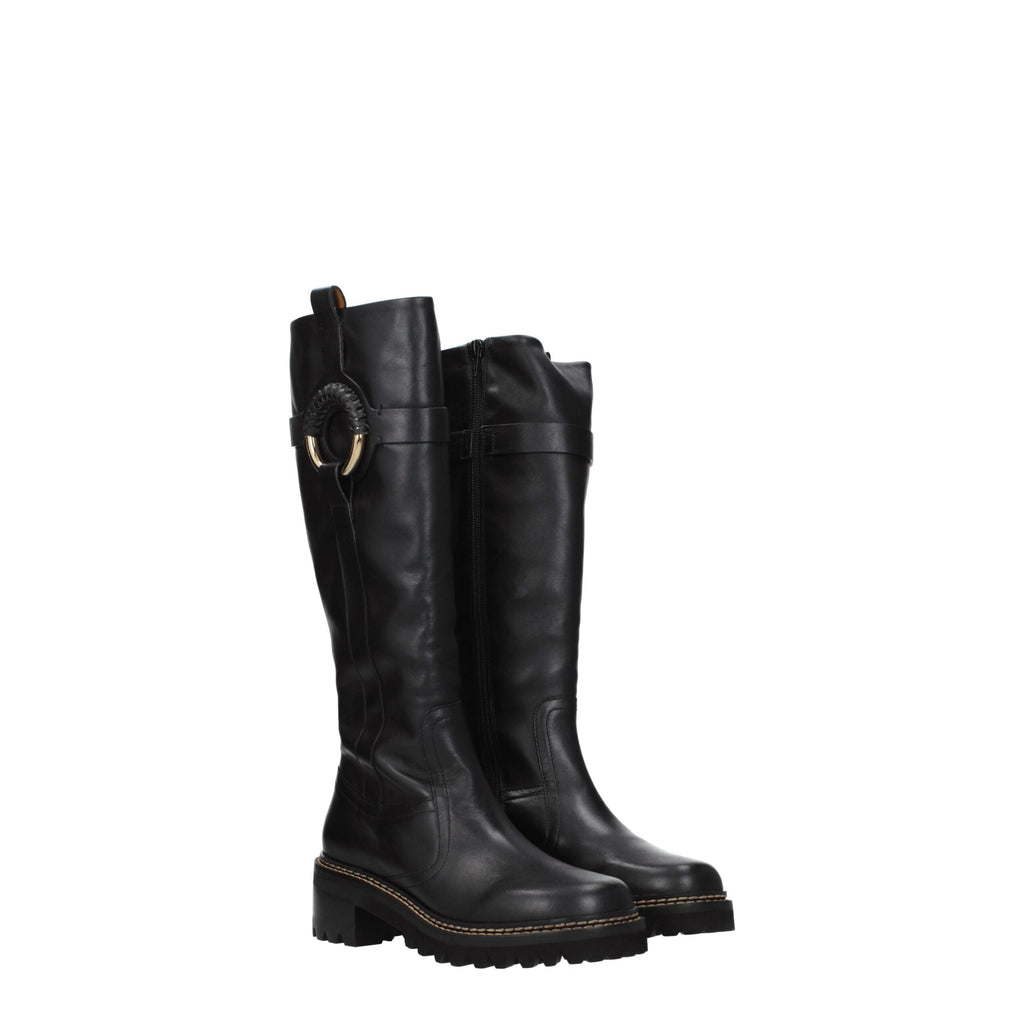 See By Chloé Black Leather Over The Knee