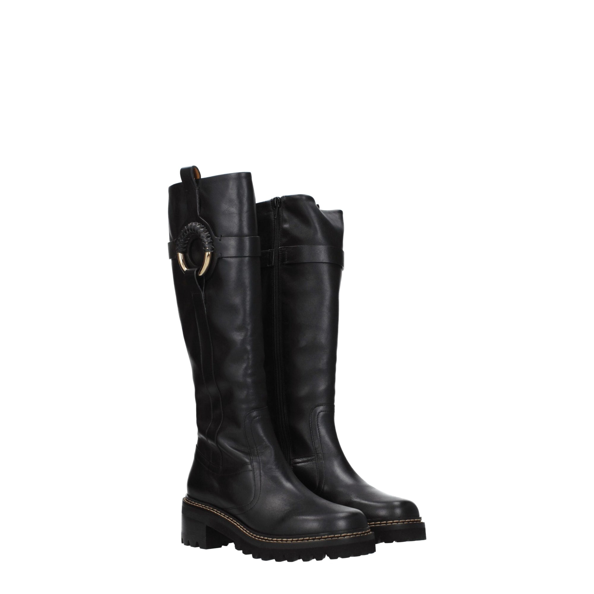 See By Chloé Black Leather Over The Knee