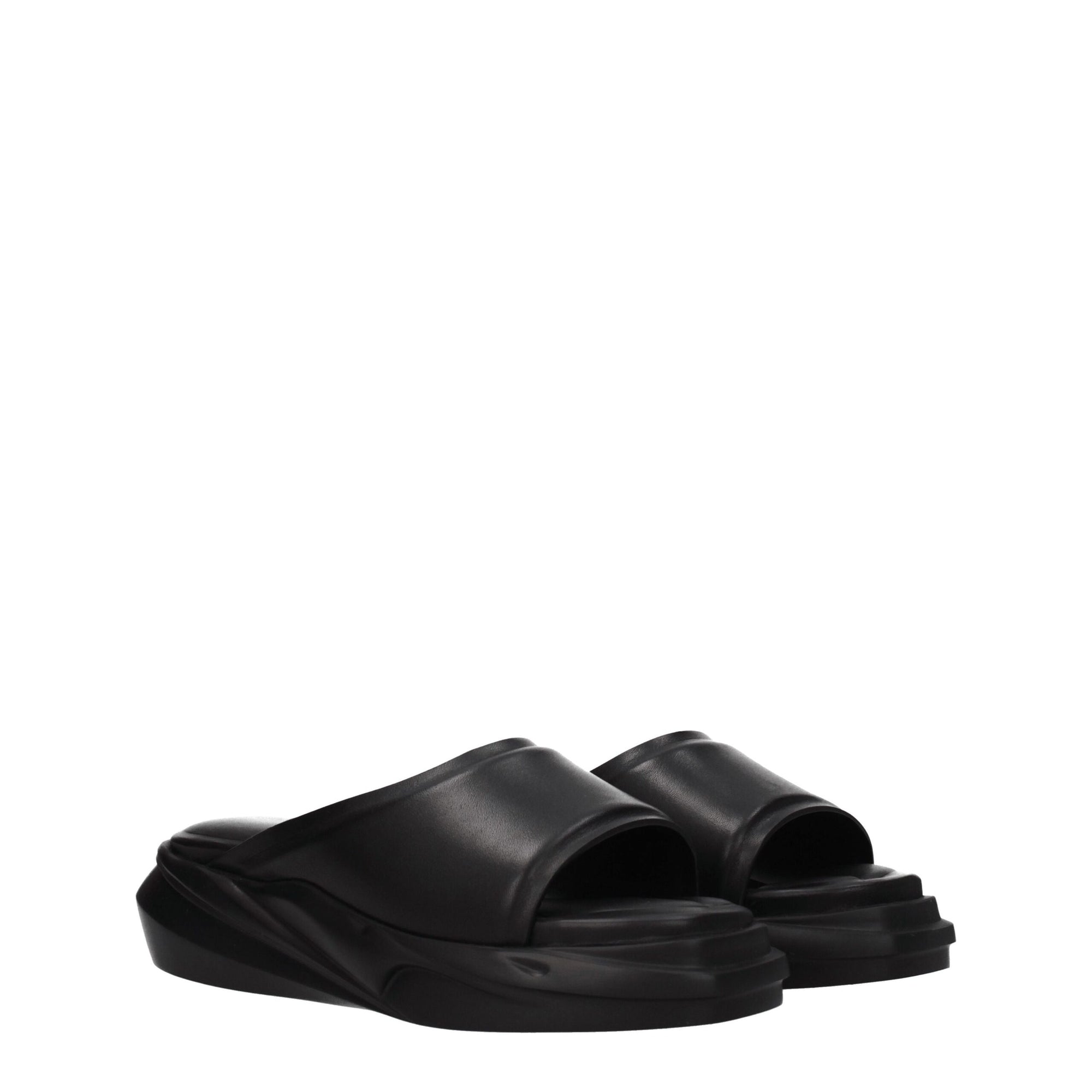 Alyx Black Leather Slippers