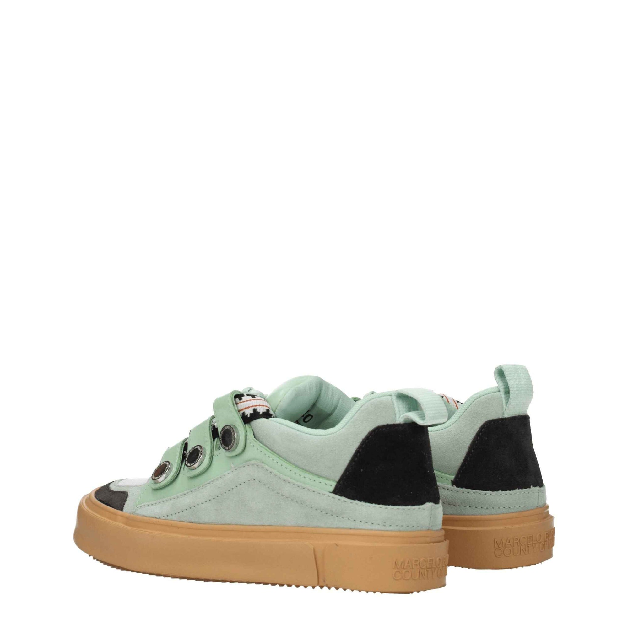 Marcelo Burlon Green Leather Low Tops