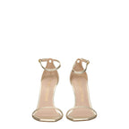 Stuart Weitzman Gold Leather Stiletto Heel Sandals