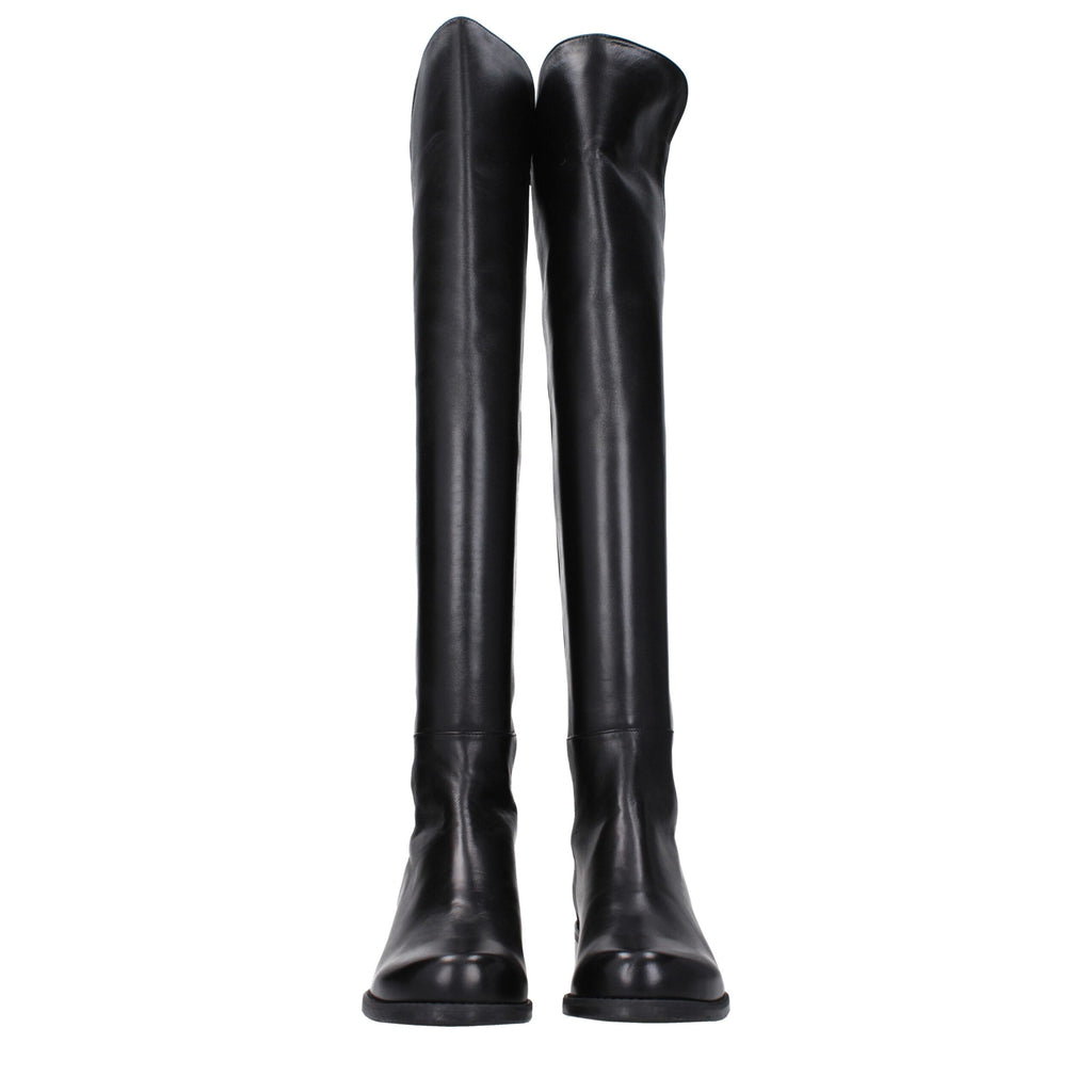 Stuart Weitzman Black Leather Over The Knee