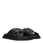Dolce & Gabbana Black Leather Slippers