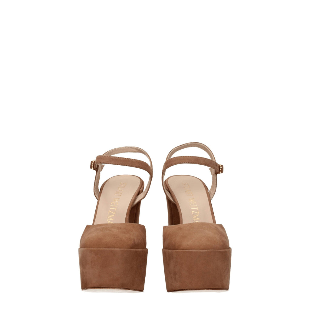 Stuart Weitzman Beige Leather Platform Sandals