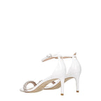 Stuart Weitzman White Leather Stiletto Heel Sandals