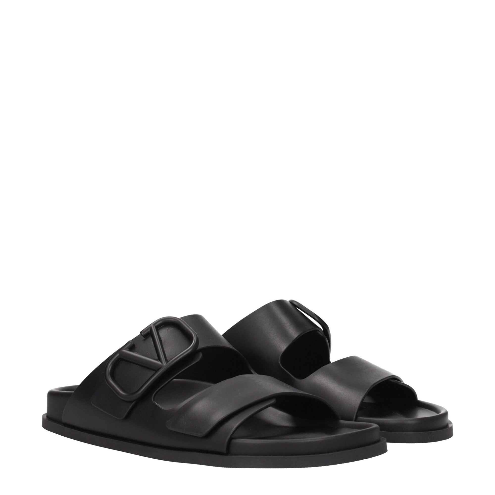 Valentino Garavani Black Leather Slippers