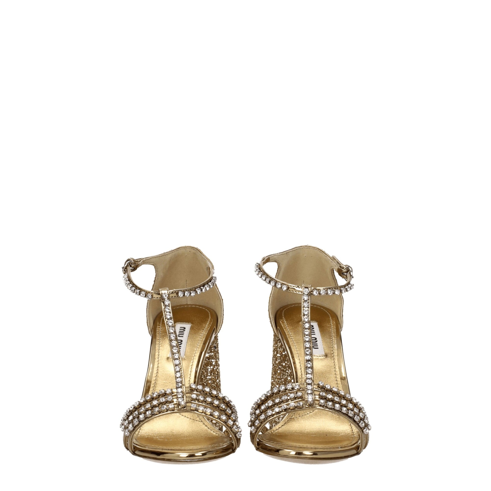 Miu Miu Gold Plastic Platform Sandals