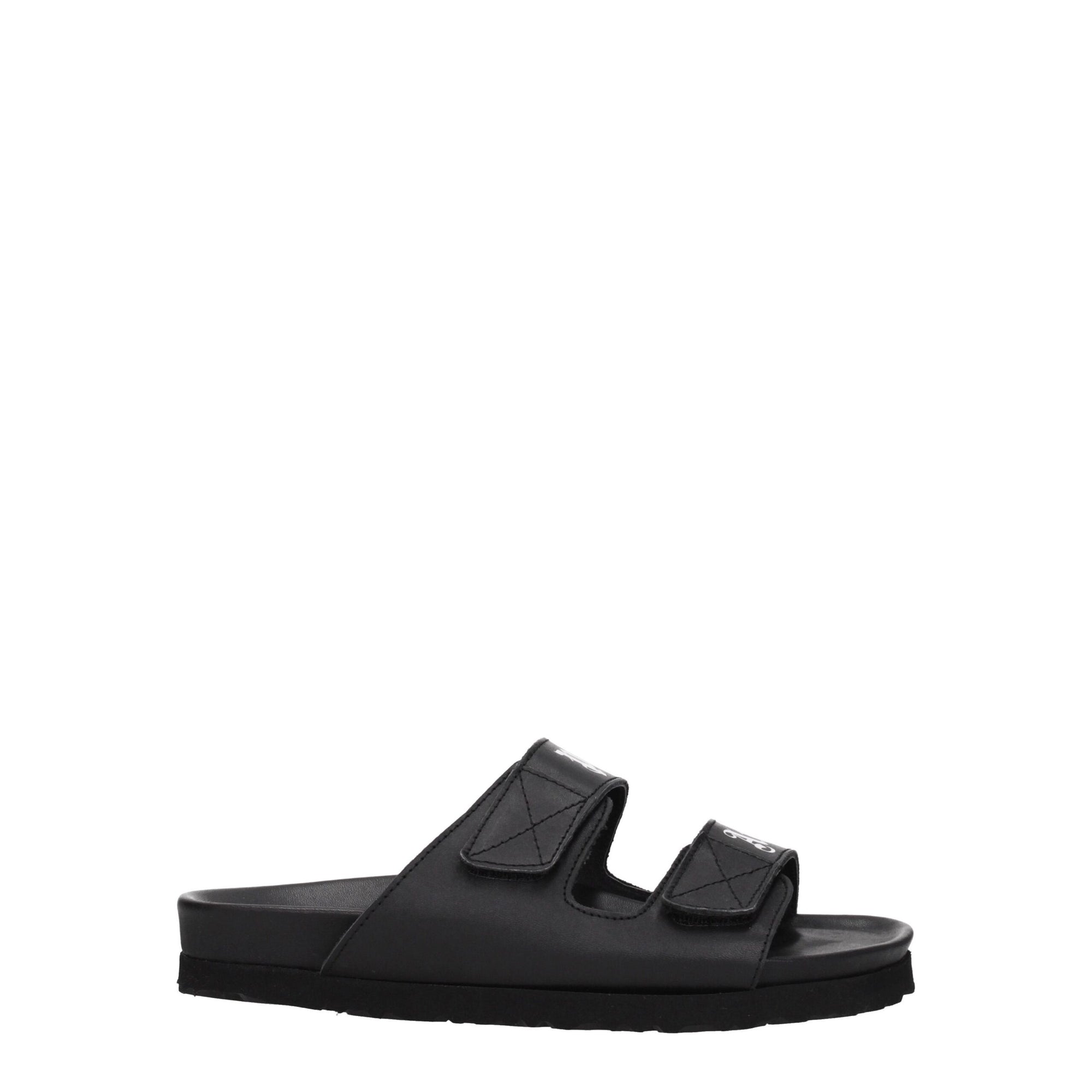 Palm Angels Black Leather Flat Sandals