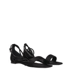 Max Mara Black Satin Flat Sandals