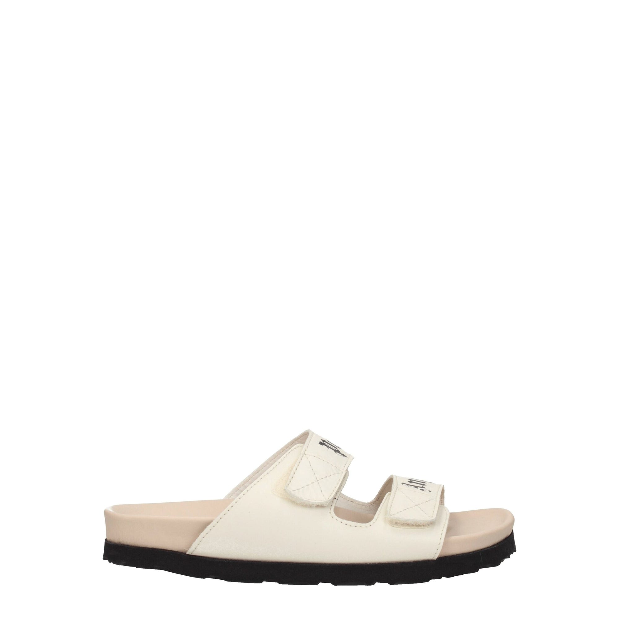 Palm Angels Beige Leather Flat Sandals