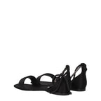 Max Mara Black Satin Flat Sandals