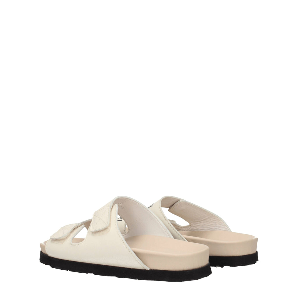 Palm Angels Beige Leather Flat Sandals