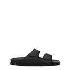 Palm Angels Black Leather Slippers