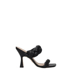 Stuart Weitzman Black Leather Stiletto Heel Sandals