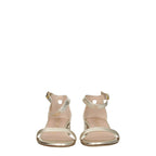 Stuart Weitzman Gold Leather Flat Sandals