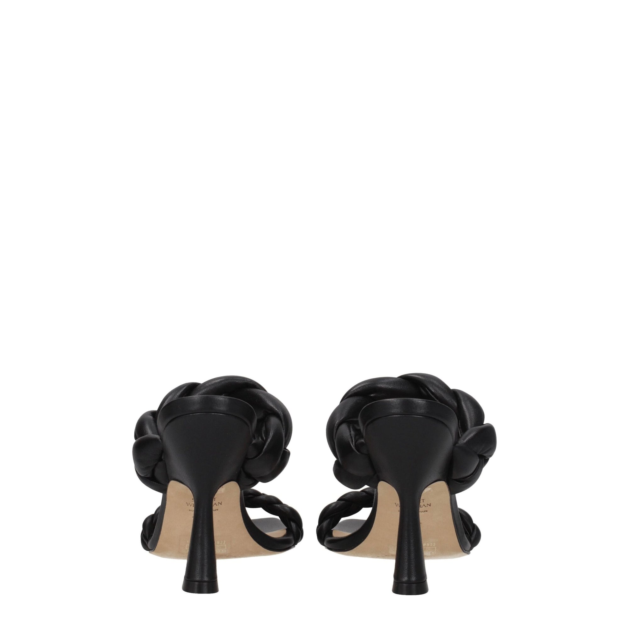 Stuart Weitzman Black Leather Stiletto Heels Sandals