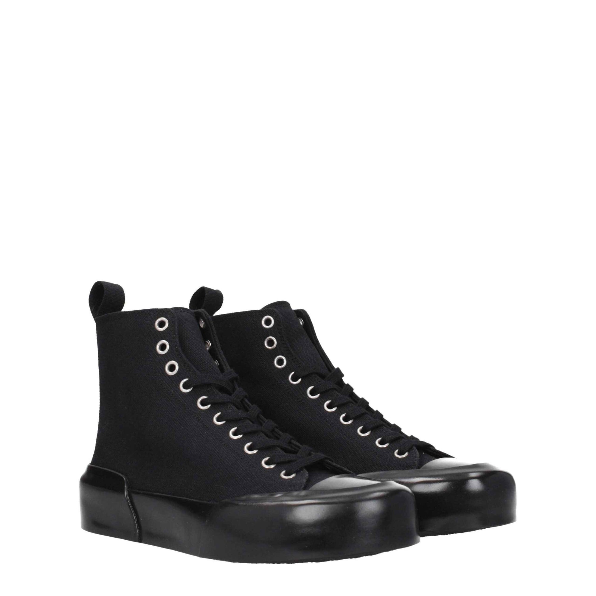 Jil Sander Black Fabric High Top Sneakers