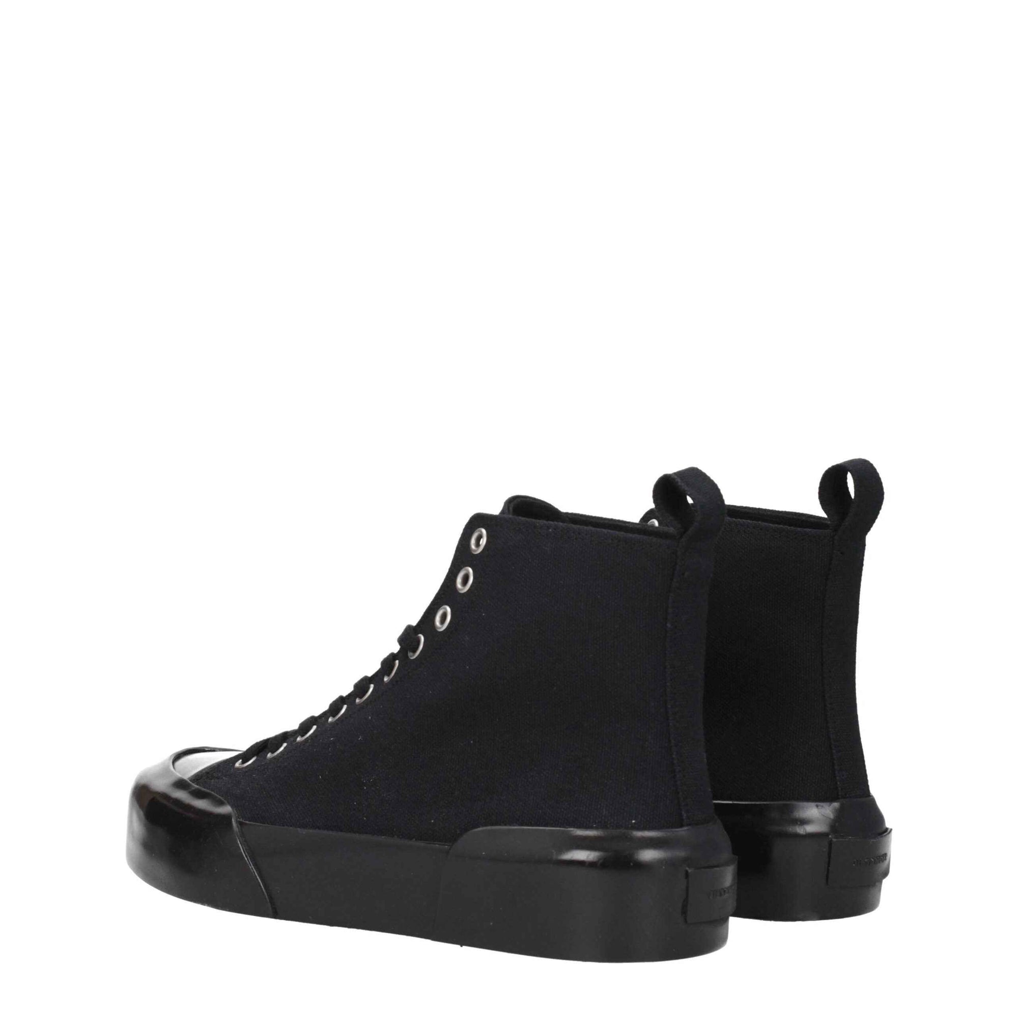Jil Sander Black Fabric High Top Sneakers