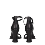 Premiata Black Leather Flat Sandals