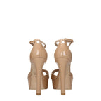 Stuart Weitzman Beige Leather Platform Sandals