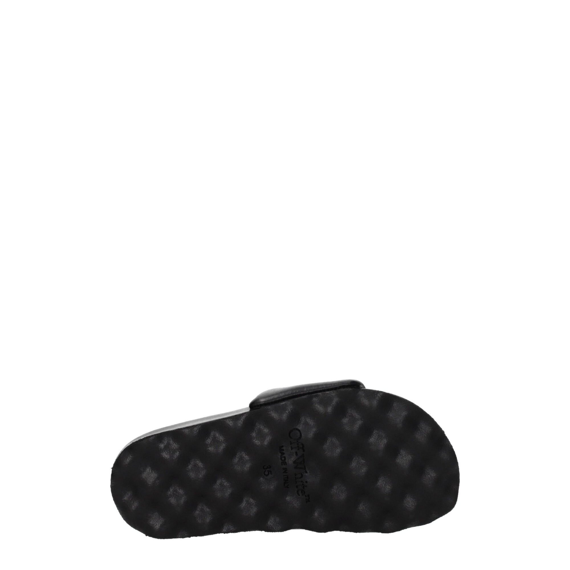 Off-White Black Leather Slippers Sandals