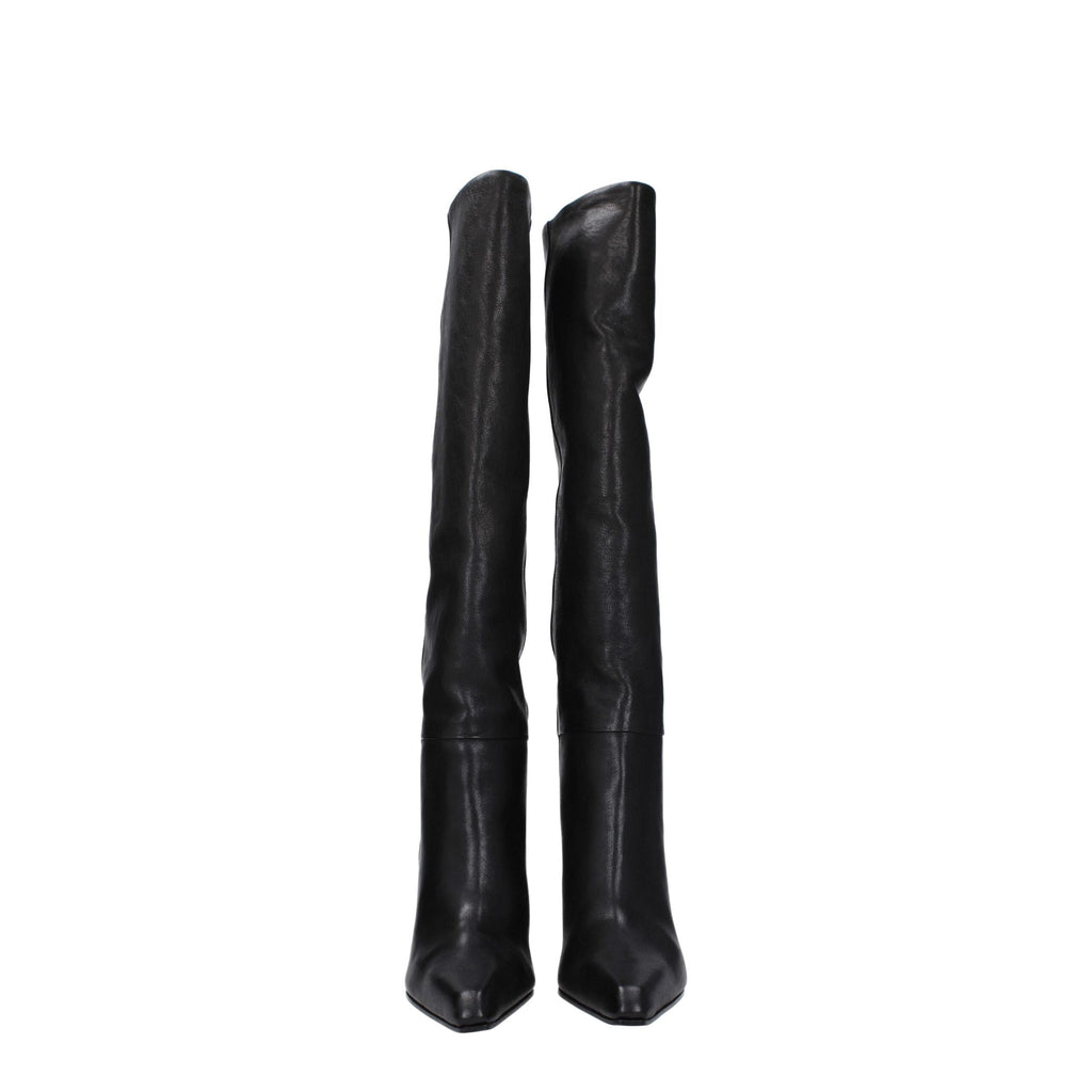 Paris Texas Black Leather High Heel Boots
