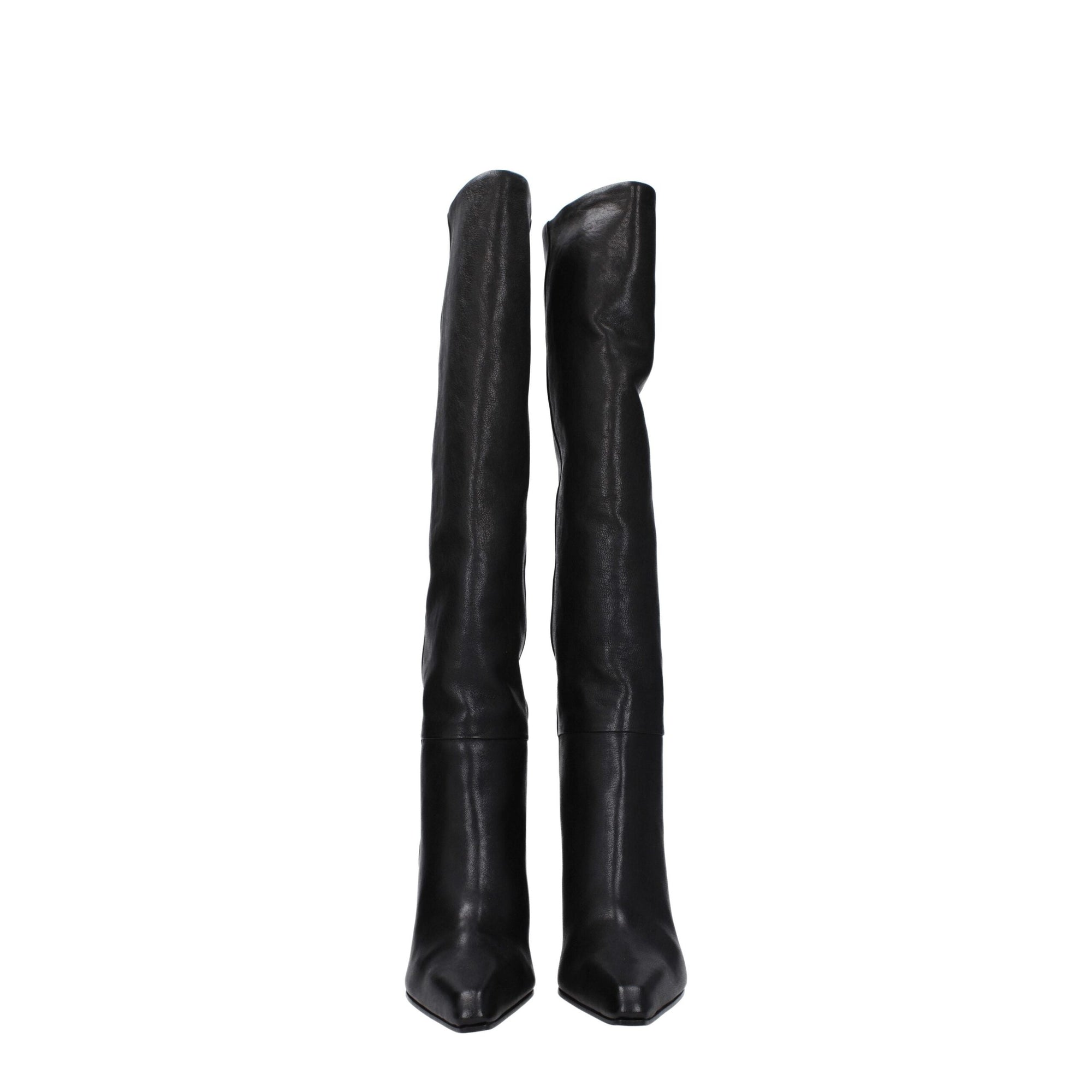 Paris Texas Black Leather High Heel Boots