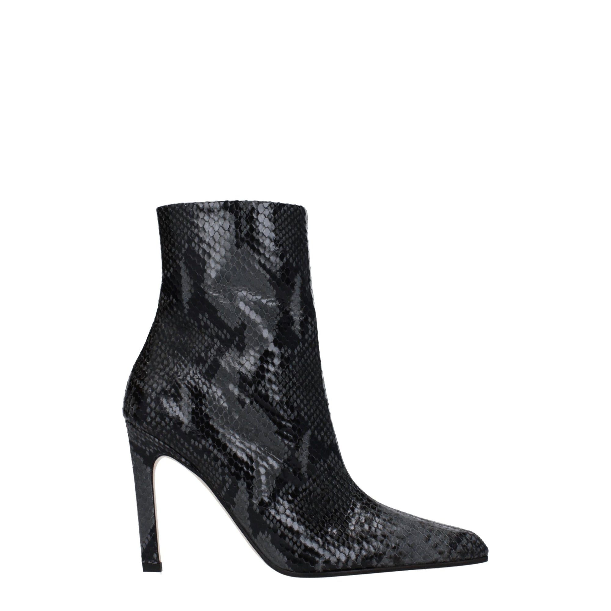 Paris Texas Gray Leather Ankle Boots