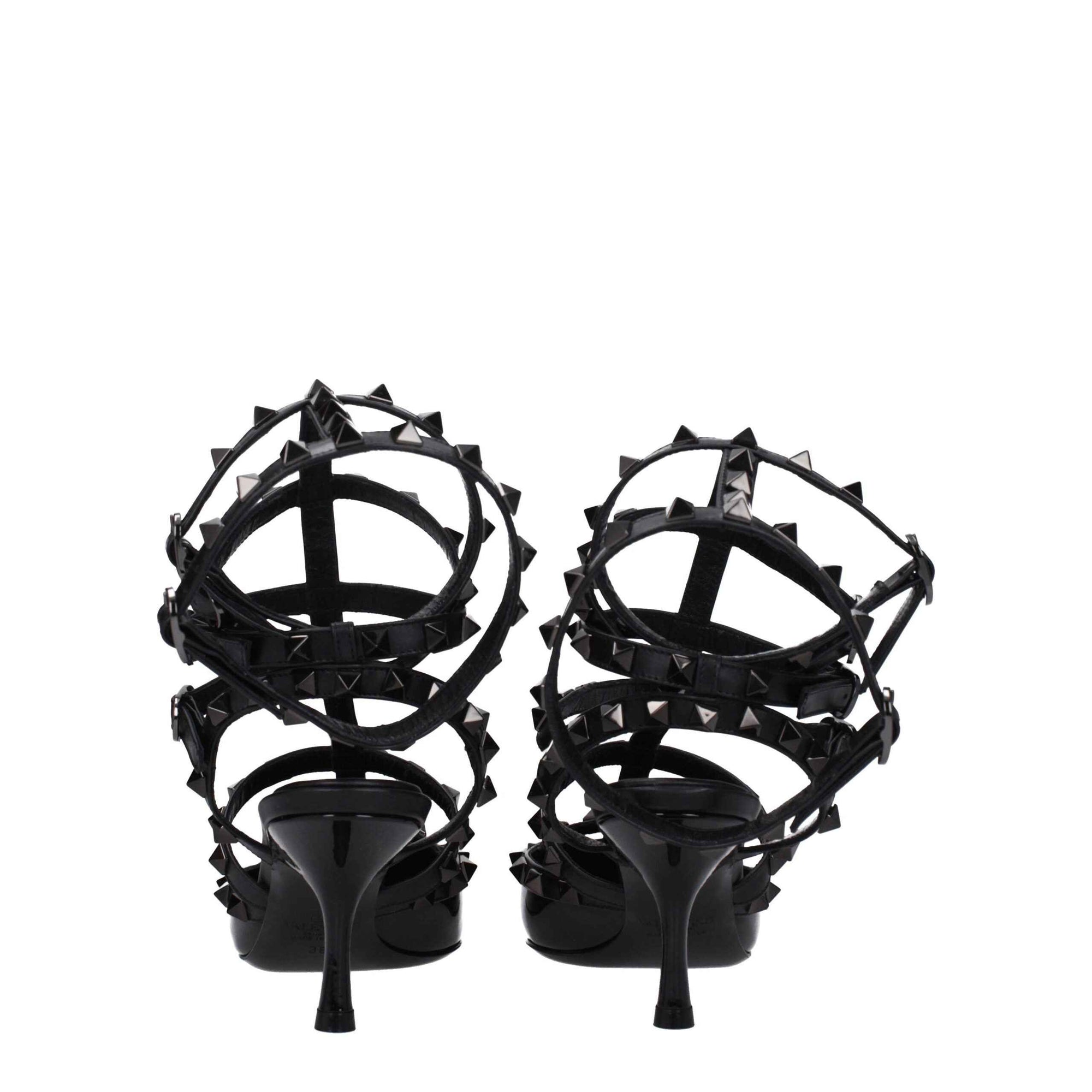Valentino Garavani Black Leather Stiletto Heels Sandals