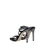 Paris Texas Black Leather Stiletto Heels Sandals