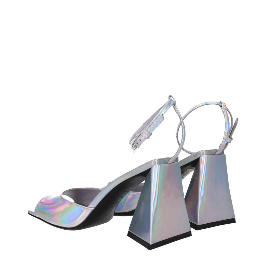 The Attico Gray Leather Platform Sandals