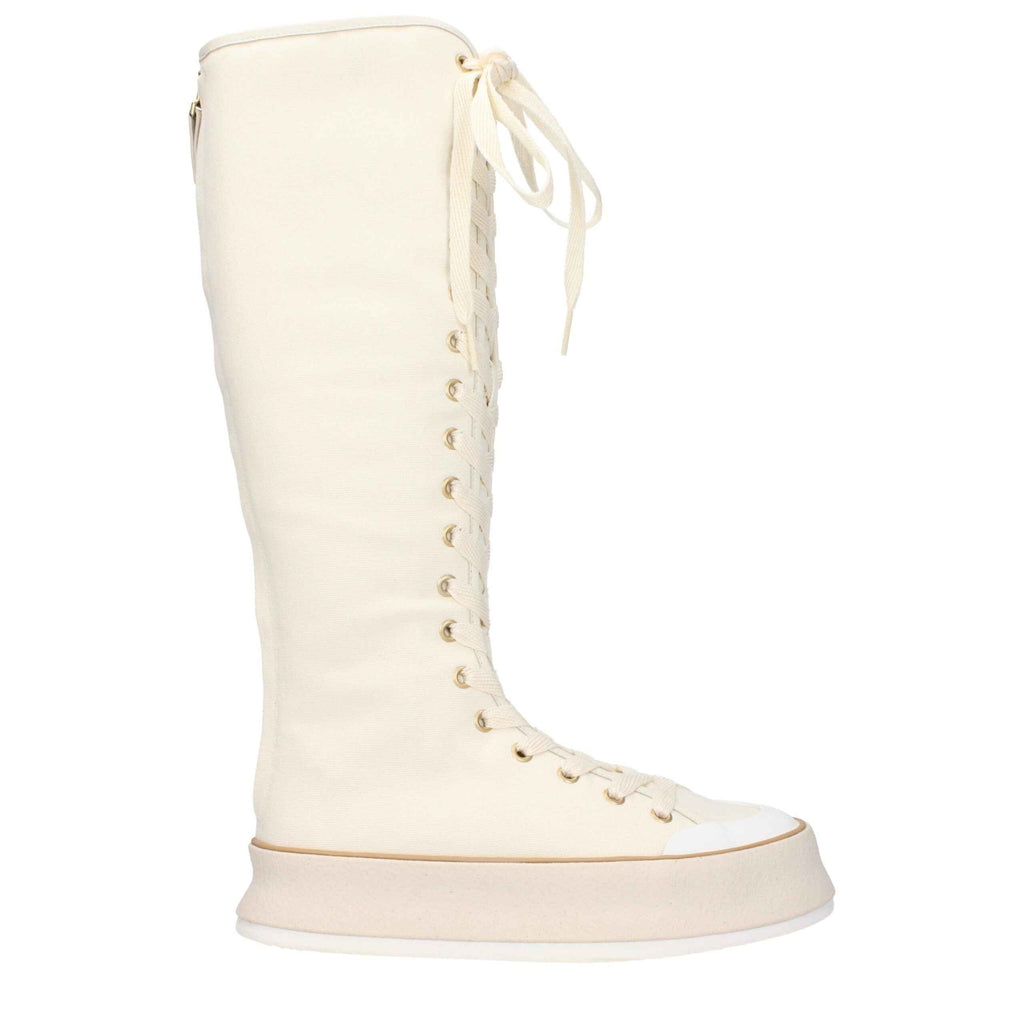 Max Mara Beige Fabric Lace-Up Boots