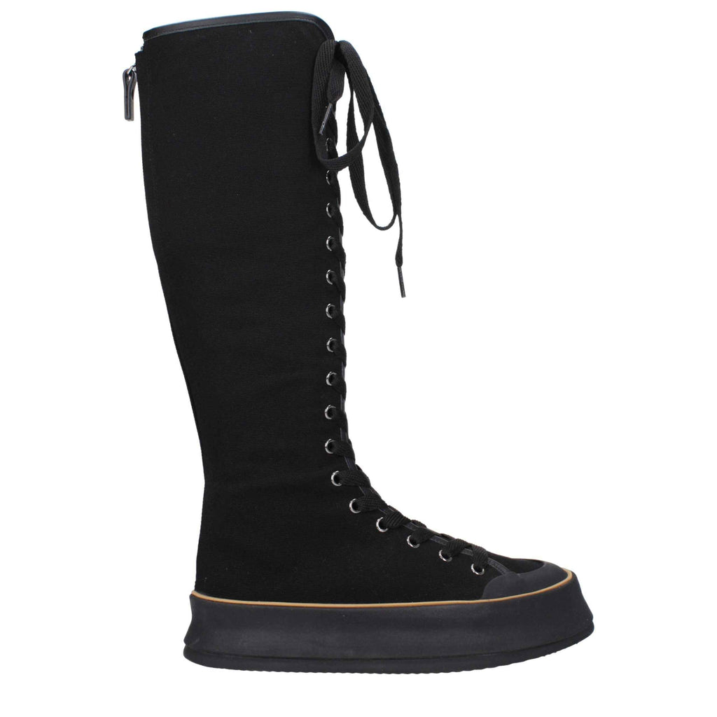 Max Mara Black Fabric Lace-Up Boots
